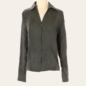 Croft & Barrow Olive Green Microsuede Light Jacket Shacket Size S